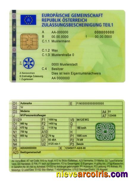 Austria vehicle registration certificate part 1